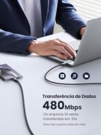 ⁦كابل USB - سي 1 متر من يوجرين (اسود)، لحاسوب محمول 100 واط⁩ - الصورة ⁦5⁩