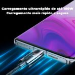 ⁦كابل بيانات من النوع سي إلى نوع سي بقدرة 100 وات وطول 1.2 م من جوي روم، أسود، JR - S-CC100A12⁩ - الصورة ⁦8⁩