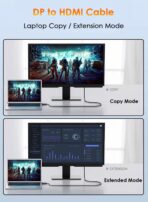 ⁦كيبل منفذ عرض إلى HDMI بطول 6 قدم محول 4K ديسبلاي بورت أحادي الاتجاه 1.2 1.4 متوافق مع الكمبيوتر والتلفزيون وشاشة العرض واللابتوب وديل واتش بي وغيرها⁩ - الصورة ⁦9⁩