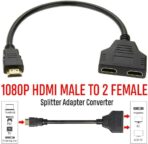 ⁦موزع كابل HDMI من طرف ذكر إلى 2 أنثى للشاشات المزدوجة، مناسب لتفعيل شاشة مزدوجة/انعكاس (1 مدخل 2 مخرج)، يناسب لشاشات HDMI HD/LCD/LED يدعم اثنين من التليفزيونات في وقتٍ واحد⁩ - الصورة ⁦2⁩