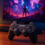 ⁦لوحة ألعاب مزدوجة لاسلكية قابلة لإعادة الشحن Crash X5 بتقنية 2.4GHz متوافق مع الكمبيوتر وجهاز 3 وتي في بوكس - بطارية مدمجة 300 مللي امبير - مدى اتصال حتى 10 متر .⁩ - الصورة ⁦3⁩