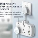 ⁦مشترك كهرباء بـ4 منافذ USB ووصلة تمديد، بخاصية الحماية من التيار الزائد من لدنيو SC2413 - لون ابيض⁩ - الصورة ⁦3⁩