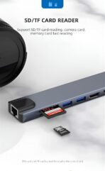 ⁦محول ZERO الإلكتروني 8 في 1 Type-C الى HDTV مع TJ45 + قارئ TF/SD + منفذين USB و تايب سي PD – متوافق مع الكمبيوتر والهواتف والأجهزة اللوحية – دقة 4K⁩ - الصورة ⁦3⁩