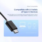 ⁦اورايمو سماعة اذن سلكية من هالو ايري مع قابس نوع سي، سماعات اذن ستيريو هاي فاي USB C مع ميكروفون وتحكم في مستوى الصوت، متوافقة مع الهواتف الذكية بمنافذ نوع C (أسود)⁩ - الصورة ⁦3⁩