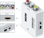 محول صوت فيديو مركب HDMI 2AV الى AV 3RCA CVBs ابيض 1080P