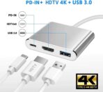 ⁦محول نوعType-C 3X1 من زيرو يدعم HDMI وUSB 3.0 مع بي دي - اتصال فائق السرعة بدقة 4K - فضي⁩ - الصورة ⁦5⁩