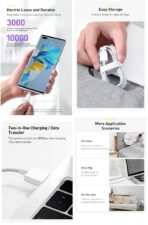 ⁦COVO كابل USB-C شديد التحمل 2.4 امبير | سلك شحن ونقل بيانات بطول 1 متر | لاجهزة ابل ايفون وسامسونج جالكسي الترا | شاحن USB الى نوع سي من بلاستيك PVC | موصل مقوى⁩ - الصورة ⁦8⁩