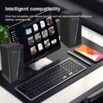 ⁦مكبر صوت سلكي لكمبيوتر كيسونلي متعدد الوسائط بقدرة 6 وات (3 وات× قناة ستيريو 2.0) وإضاءة ار جي بي ديناميكية ومنفذ USB 2.0+ مقبس صوت 3.5 ملم- للألعاب والموسيقى واللاب توب والموبايل| لون أسود (X30)⁩ - الصورة ⁦9⁩