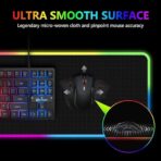 ⁦لوحة ماوس ألعاب WT-5 بإضاءة ار جي بي مقاس 80 × 30 سم بحواف مخيطة ممتدة مع 12 وضع إضاءة وكابل مضفر مقاومة للماء بقاعدة مطاطية مضادة للانزلاق جي ام اس - مقاس L⁩ - الصورة ⁦4⁩