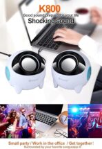 ⁦سماعات كيسونلي - متعددة الوسائط K800 - تصميم أنيق وصوت عالي الجودة عبر USB 2.0 - لون أبيض⁩ - الصورة ⁦7⁩