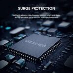 ⁦محول موزع USB 3.0 بـ4 منافذ - بيانات فائق النحافة مع كيبل ممتد بطول 1.2 متر ومؤشر LED متوافق ماك بوك ميني ايباد الكمبيوتر PS4 PS5، ذاكرة فلاش، هارد ديسك المحمول، أسود⁩ - الصورة ⁦7⁩