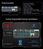 ⁦لوحة مفاتيح الالعاب الميكانيكية اولا F2066-II وايند - زرقاء - باللغة العربية والانجليزية متعدد الألوان USB⁩ - الصورة ⁦3⁩