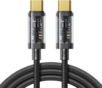 كابل بيانات من النوع سي إلى نوع سي بقدرة 100 وات وطول 1.2 م من جوي روم، أسود، JR - S-CC100A12