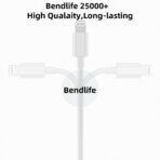 ⁦كابل USB C إلى لايتنينج معتمد من آبل، شحن سريع 20 وات ونقل بيانات 480 ميجابت في الثانية، سلك شاحن آيفون بمطاط حراري 1.5 م/عبوة واحدة متوافق مع آيفون 14 برو ماكس/بلس/13 برو ماكس/ميني/SE/12/11/XS/X/8/7⁩ - الصورة ⁦3⁩