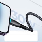 ⁦كابل بيانات للشحن السريع من جوي روم سلسلة ستاري، نوع سي إلى لايتنينج، 30 وات، بطول 1 متر - بلون أسود، موديل Sa32 - Cl3⁩ - الصورة ⁦5⁩