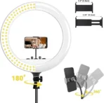 ⁦عصا سيلفي Neepho NP-L15 من الفولاذ المقاوم للصدأ، إضاءة دائرية مع حامل ثلاثي القوائم، 3 أوضاع إضاءة، حامل هاتف، جهاز تحكم عن بعد .⁩ - الصورة ⁦8⁩