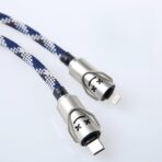 ⁦كابل USB "30 سم" نوع C/نوع لايتنينج (لشاحن سريع للهاتف المحمول) متعدد الوظائف (اسود وابيض)⁩ - الصورة ⁦7⁩