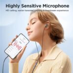 ⁦سماعات أذن سلكية معدنية JR-EW03 من جوي روم،  ميكروفون عالي الحساسية، تجربة مكالمات عالية الوضوح، متعدد الاستخدامات للكاريوكي-الألعاب-البث المباشر -رمادي غامق .⁩ - الصورة ⁦5⁩