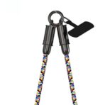 ⁦كابل USB "30 سم" نوع C/نوع لايتنينج (لشاحن سريع للهاتف المحمول) متعدد الوظائف (اسود وابيض)⁩ - الصورة ⁦6⁩