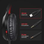 ⁦سماعة رأس للالعاب لاجهزة Xbox One وبلاي ستيشن 5 سوميك بتصميم فوق الاذن مع ميكروفون بخاصية الغاء الضوضاء واضاءة ليد ومخصصة لسويتش والكمبيوتر وبلاي ستيشن 4، بمنفذ 3.5 ملم - احمر⁩ - الصورة ⁦2⁩