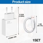 ⁦شاحن بولسينم لشاومي، شاحن سريع USB C 33 واط مع كابل USB C بطول 1.5 متر لريدمي نوت 13/12/11/9 برو/شاومي مي 10 10T 11T لايت برو 9 بوكو X5 برو/X3/X6⁩ - الصورة ⁦2⁩