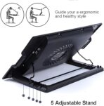 ⁦مروحة لابتوب صامته FN-01 بزاوية متغيرة مروحة صامتة 14 سم مع USB هاب للألعاب والمكتب مقاس حتى 17 بوصة-اسود⁩ - الصورة ⁦5⁩