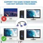 ⁦كابل محول VGA مزدوج لتقسيم الشاشة إلى شاشتين  موصل ذكر واحد موصلين أنثويين فيديو بتصميم Y لتكرار الصورة على شاشتين. حاسوب شخصي محمول جهاز العرض شاشة عرض⁩ - الصورة ⁦7⁩