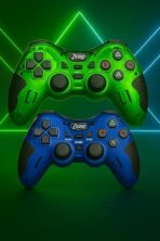 ⁦ذراع تحكم مزدوجة للالعاب ZR-6001 – تصميم بلاستيكي أنيق، اهتزاز واقعي، 20 زرًا، وضع رقمي وتشبيهي، وظيفة Turbo، اتصال USB سريع⁩ - الصورة ⁦6⁩