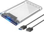حافظة هارد ديسك 2.5 انش  - علبة خارجية للقرص الصلب - USB 3.0 ساتا للهارد ديسك SSD - بدون ادوات - شفاف
