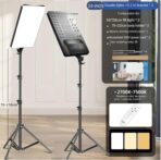 ⁦إضاءة تصوير ليد بلون أبيض هادئ وتصميم مستطيل الشكل مع جهاز تحكم عن بعد وحامل معدن بطول 2 متر للموبايلات الذكية والكاميرا لتصوير فيديوهات يوتيوب (RL-19)⁩ - الصورة ⁦5⁩