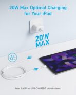 ⁦شاحن حائط USB نوع سي بقوة 20 وات من انكر، لون أبيض، موديل A2347L21⁩ - الصورة ⁦5⁩