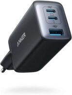 High-speed Anker 65w 3in1 Chargerشاحن من أنكر بتقنية USB، متوافق مع ماك بوك وآيباد برو والهواتف الذكية والأجهزة اللوحية، بثلاثة منافذ