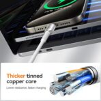 ⁦كابل بيانات للشحن السريع بقدرة 30 وات من النوع سي إلى لايتنينج من جوي رووم، بطول 1.2 متر، سلسلة متطورة S-A51، لون رمادي فاتح⁩ - الصورة ⁦4⁩