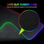 ⁦لوحة ماوس ألعاب WT-5 بإضاءة ار جي بي مقاس 80 × 30 سم بحواف مخيطة ممتدة مع 12 وضع إضاءة وكابل مضفر مقاومة للماء بقاعدة مطاطية مضادة للانزلاق جي ام اس - مقاس L⁩ - الصورة ⁦6⁩