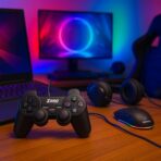 ⁦زوج من وحدات تحكم الألعاب التناظرية المزدوجة، وحدة تحكم ألعاب Twis مع كابل USB بطول 1.56 متر، متوافقة مع نظام Windows - أسود (ZERO، ZR-4001)⁩ - الصورة ⁦7⁩