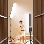 ⁦إضاءة تصوير ليد بلون أبيض هادئ وتصميم مستطيل الشكل مع جهاز تحكم عن بعد وحامل معدن بطول 2 متر للموبايلات الذكية والكاميرا لتصوير فيديوهات يوتيوب (RL-19)⁩ - الصورة ⁦7⁩