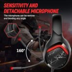 ⁦سماعة ألعاب GS401 سلكية ولاسلكية بتردد 2.4 جيجاهرتز، وضعان (RGB)، صوت محيطي ستيريو 7.1 - صوت محيطي لاسلكي افتراضي 7.1، مع ميكروفون، وسماعات أذن جلدية مريحة للغاية للاستخدام بزر واحد لثلاثة أنواع من تأثيرات صوت الألعاب/الصوت/الفيديو/البث المباشر - أسود⁩ - الصورة ⁦8⁩