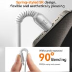 ⁦كابل بيانات للشحن السريع بقدرة 30 وات من النوع سي إلى لايتنينج من جوي رووم، بطول 1.2 متر، سلسلة متطورة S-A51، لون رمادي فاتح⁩ - الصورة ⁦2⁩