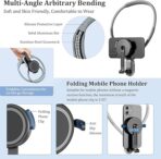 ⁦حامل موبايل مغناطيسي يثبت على الرقبة، حامل مصمم لتثبيت الموبايل على الصدر بدون استخدام اليدين لتسجيل الفلوجات وتصوير الفيديو مناسب لموبايل آيفون 15 14 13 12 وموبايلات أندرويد، رمادي⁩ - الصورة ⁦5⁩