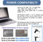 ⁦شاحن محول لاب توب 65 واط 45 19.5 فولت 3.33 امبير متوافق مع ايليت بوك 840 850 G8 بافيليون X360 11 13 14 15 17 انفي بروبوك 430 450 250 G3 G4 G5 G6، طاقة 4.5 ملم من تربو، أسود⁩ - الصورة ⁦6⁩