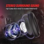 ⁦سماعة رأس للالعاب لاجهزة Xbox One وبلاي ستيشن 5 سوميك بتصميم فوق الاذن مع ميكروفون بخاصية الغاء الضوضاء واضاءة ليد ومخصصة لسويتش والكمبيوتر وبلاي ستيشن 4، بمنفذ 3.5 ملم - احمر⁩ - الصورة ⁦5⁩