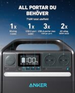 ⁦انكر محطة طاقة صغيرة 535 باور هاوس 512 واط ساعة مولد محمول في الساعة 500 7 منافذ منفذ USB C PD 60 ضوء LED للتخييم وانقطاع التيار الكهربائي الليثيوم أسود⁩ - الصورة ⁦7⁩