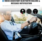 ⁦ساعة Buddy الذكية Crown J2، شاشة لمس LCD مقاس 1.39 بوصة، بلوتوث الإصدار 5.2، مقاومة للماء، بطارية 400 مللي أمبير، سوار سيليكون، أسود .⁩ - الصورة ⁦3⁩