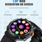 ⁦ساعة Buddy الذكية Crown J2، شاشة لمس LCD مقاس 1.39 بوصة، بلوتوث الإصدار 5.2، مقاومة للماء، بطارية 400 مللي أمبير، سوار سيليكون، أسود .⁩ - الصورة ⁦7⁩