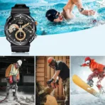 ⁦ساعة Buddy الذكية Crown J2، شاشة لمس LCD مقاس 1.39 بوصة، بلوتوث الإصدار 5.2، مقاومة للماء، بطارية 400 مللي أمبير، سوار سيليكون، أسود .⁩ - الصورة ⁦4⁩