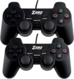 زوج من وحدات تحكم الألعاب التناظرية المزدوجة، وحدة تحكم ألعاب Twis مع كابل USB بطول 1.56 متر، متوافقة مع نظام Windows - أسود (ZERO، ZR-4001)