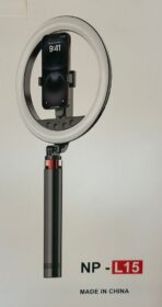 ⁦عصا سيلفي Neepho NP-L15 من الفولاذ المقاوم للصدأ، إضاءة دائرية مع حامل ثلاثي القوائم، 3 أوضاع إضاءة، حامل هاتف، جهاز تحكم عن بعد .⁩ - الصورة ⁦3⁩