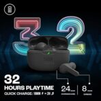 ⁦سماعات اذن لاسلكية ويف بيم ترو من جيه بي ال، صوت جهوري عميق، مقاس مريح، بطارية 32 ساعة، محيط ذكي، توك ثرو، بدون استخدام اليدين + اوير، مقاومة للماء والغبار - اسود، JBLWBEAMBLK⁩ - الصورة ⁦5⁩
