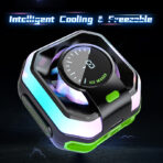 ⁦مبرد الهاتف المحمول Funcooler JS86 بتقنية الذكاء الاصطناعي، تحكم في درجة الحرارة بثلاثة مستويات، حامل مزدوج في واحد (مشبك/مغناطيس)، متوافق مع الهواتف مقاس 6.5 بوصة، تبريد أشباه الموصلات منخفض الضوضاء.⁩ - الصورة ⁦2⁩