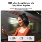 ⁦سماعات رأس لاسلكية Joyroom JR-JH2 ANC مزودة بتقنية بلوتوث وخاصية إلغاء الضوضاء النشط - أسود .⁩ - الصورة ⁦5⁩